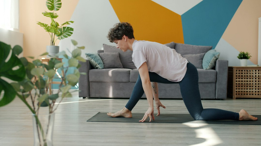 senior woman doing gentle yoga
