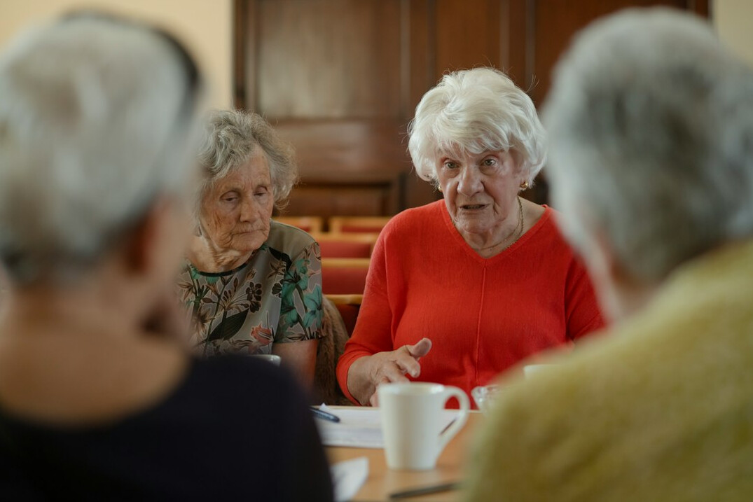 group of seniors chatting