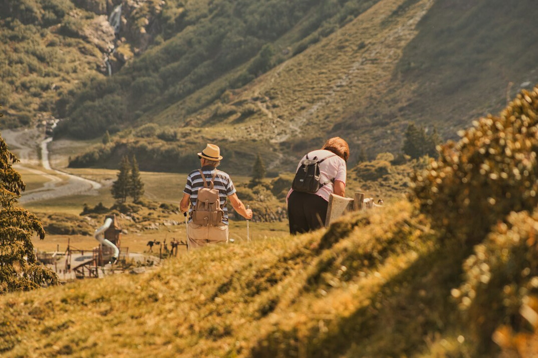 seniors hiking in nature